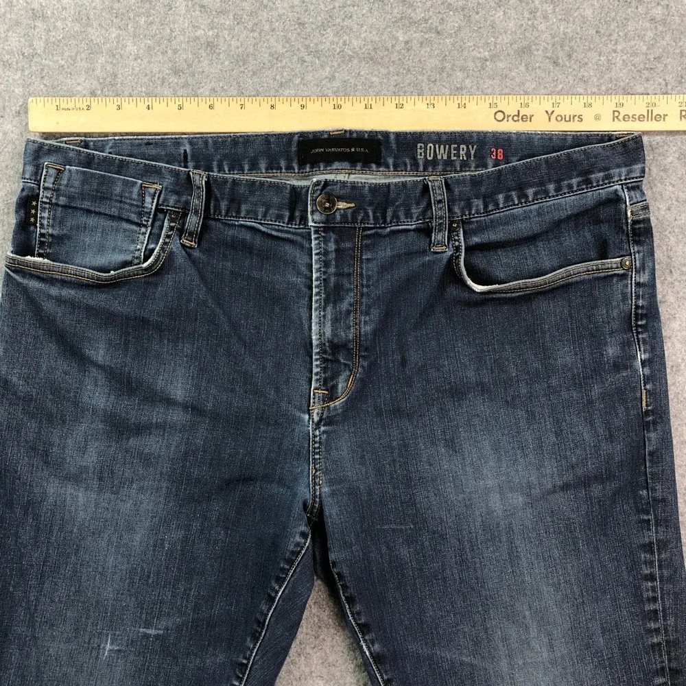 John Varvatos BOWERY Mens Jeans 38x34 (fits 39x34) Blue Straight Leg Dark Wash